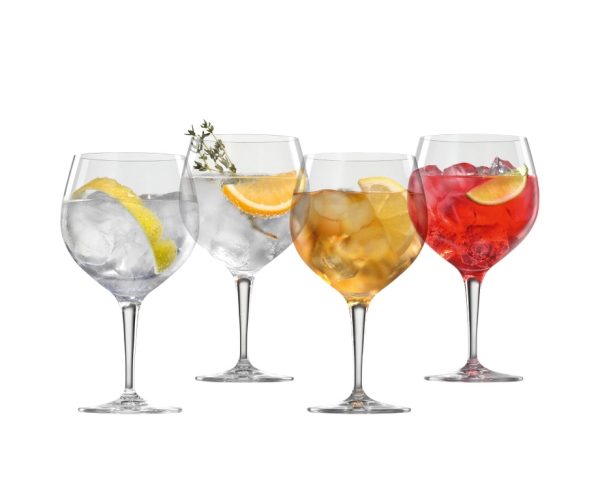 four large cocktail glasses for gin and tonic or aperol spritz